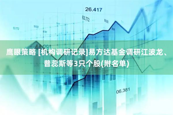 鹰眼策略 [机构调研记录]易方达基金调研江波龙、普蕊斯等3只个股(附名单)